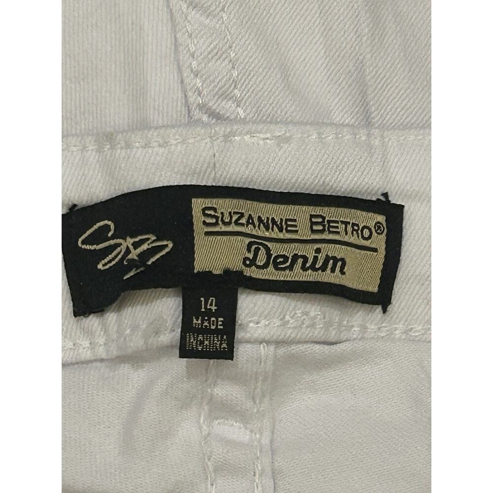 NWT Suzanne Betro Denim White Embroidered Skinny Cropped Jeans Women's size 14 - Picture 4 of 6